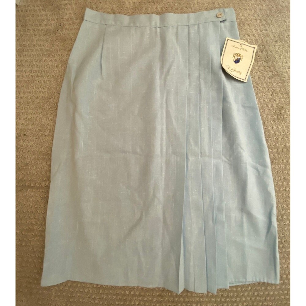 Bentley Light Blue Knee Length Pleated Skirt Size 15/16 Vintage Retro Secretary